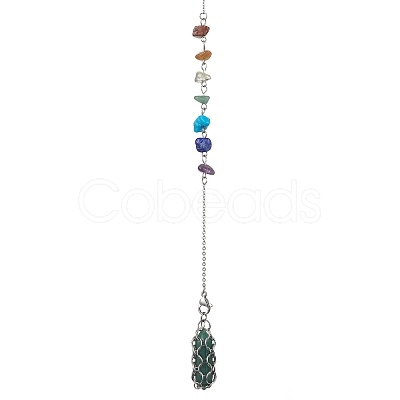 Mixed Synthetic & Natural Chip Gemstone Pointed Dowsing Pendulums PALLOY-JF02455-01-1