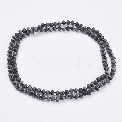 Natural Larvikite Beaded Multi-use Necklaces/Wrap Bracelets NJEW-K095-A02-1