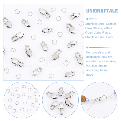 Unicraftale 16Pcs 2 Size Ion Plating(IP) 304 Stainless Steel Lobster Claw Clasps STAS-UN0040-76B-1