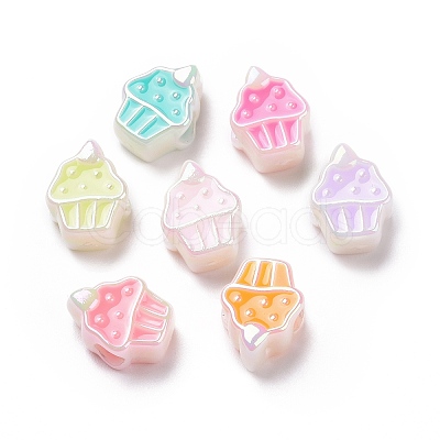 UV Plating Rainbow Iridescent Acrylic European Beads X-SACR-E009-43-1