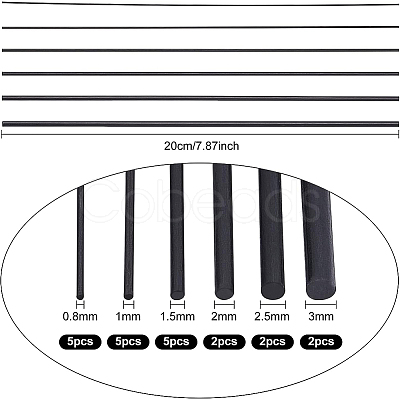 BENECREAT 21Pcs 6 Style Round Carbon Fiber Rod DIY-BC0004-81-1