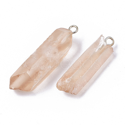 PVD Vacuum Plating Natural Quartz Crystal Pendants G-R461-07H-1