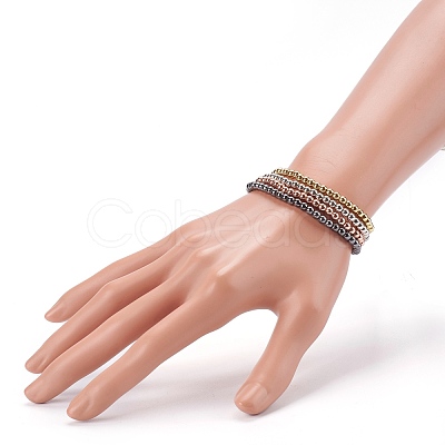 Brass Stretch Beaded Bracelets BJEW-JB05951-1