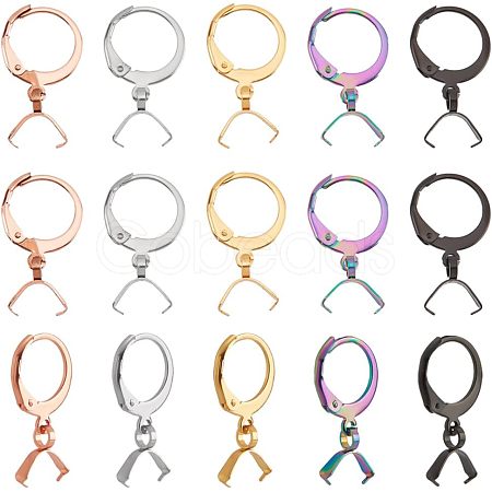 Nbeads 45Pcs 5 Colors 304 Stainless Steel Leverback Earring Finding STAS-NB0001-74-1