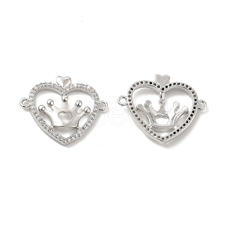 Brass Micro Pave Clear Cubic Zirconia Connector Charms KK-E068-VB044-1