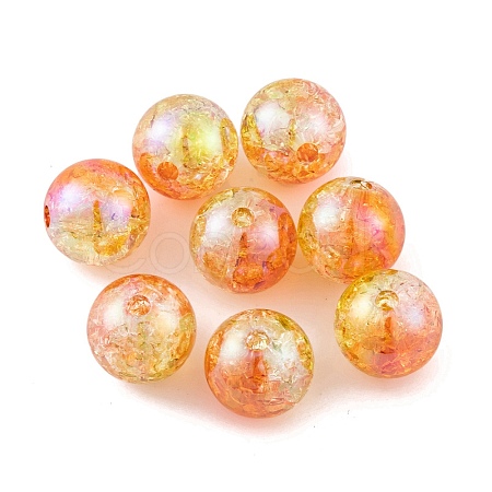 UV Plating Rainbow Iridescent Acrylic Crackl Beads PACR-C009-02F-1