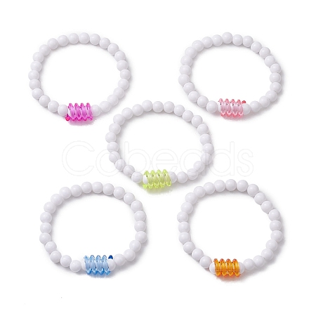 Round & Spring Acrylic Stretch Beaded Bracelets BJEW-JB10224-01-1