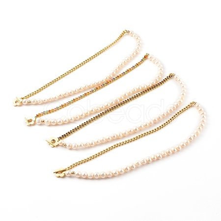 Brass Enamel Curb Chain Necklaces NJEW-JN03482-1