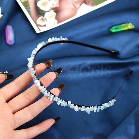 Natural Aquamarine Hair Bands PW-WG3532A-03-1