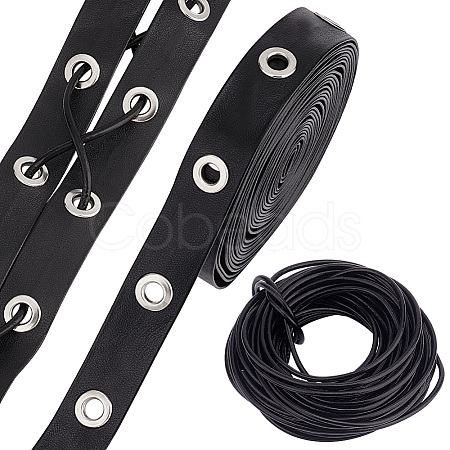 PandaHall Elite 2 Styles Flat Imitation Leather & Cowhide Leather Cords LC-PH0001-12-1