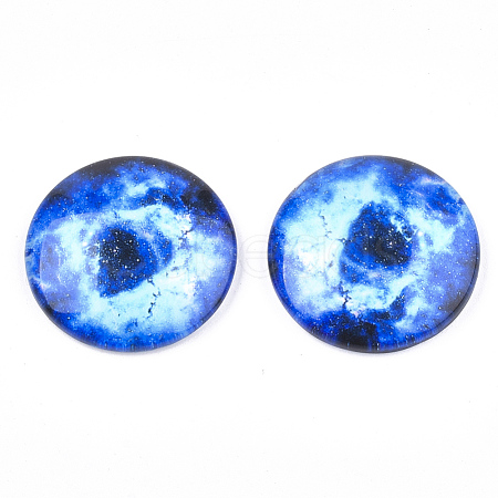 Starry Sky Pattern Printed Glass Cabochons X-GGLA-N004-25mm-D81-1