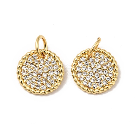 Rack Plating Brass Micro Pave Clear Cubic Zirconia Pendants KK-H431-11G-1