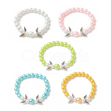 Glass Imitation Pearl Beaded Stretch Bracelets BJEW-JB09924-1