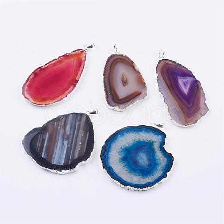 Natural Agate Big Pendants G-P305-E-S-1