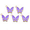 Alloy Enamel Pendants, Cadmium Free & Lead Free, Butterfly, Light Gold, Dark Violet, 15x17x2mm, Hole: 1.6mm