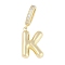 Brass Micro Pave Clear Cubic Zirconia Pendants, Long-Lasting Plated, letters, Letter K, 19x13x4.5mm, Hole: 8.5x5.5mm