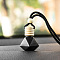 Rhombus Glass Empty Refillable Car Perfume Bottle, Car Hanging Fragrance Essential Oil Diffuser Bottle Pendants Decor, with Wood Cap, Black, 47x37mm, Capacity: 8ml(0.27fl. oz)