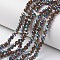 Electroplate Transparent Glass Beads Strands, Half Multi-color Plated, Faceted, Rondelle, Saddle Brown, 3.5x3mm, Hole: 0.4mm, about 123~127pcs/strand, 13.7~14.1 inch(35~36cm)