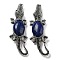 Dual-use Items Alloy Crocodile Brooch, with Natural Lapis Lazuli, Antique Silver, 67.5x24x10mm, hole: 4x3.5mm