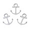 Non-Tarnish 201 Stainless Steel Pendants, Laser Cut, Anchor, Stainless Steel Color, 19.5x16x1mm, Hole: 4mm