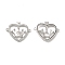 Brass Micro Pave Clear Cubic Zirconia Connector Charms, Heart Links with Crown, Platinum, 18.5x22.5x3mm, Hole: 1.2mm