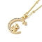 Brass Micro Pave Clear Cubic Zirconia Pendants Necklaces, The 12 Animals of the Chinese Zodiac, Real 18K Gold Plated, Dragon, 17.28 inch(43.9cm)