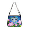 Owl Printed Polyester Shoulder Bags, for Women Bags, Rectangle, Royal Blue, 28.5x24x7.5cm