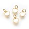 Enamel Brass Charms, Heart, White, Golden, 8x7x2mm, Hole: 3mm