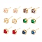 Cubic Zirconia Flat Round Stud Earrings, Real 18K Gold Plated Brass Jewelry for Women, Lead Free & Cadmium Free, Mixed Color, 5mm, Pin: 1mm