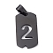 304 Stainless Steel Pendants, Rectangle with Number, Electrophoresis Black, Num.2, 27.5x14.5x1.5mm, Hole: 7.5x3mm