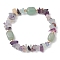 Natural Fluorite Chip & Cuboid Beaded Stretch Bracelets for Women, Inner Diameter: 2-1/8 inch(5.3cm)