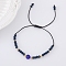 Adjustable Glass Evil Eye Brided Bead Bracelet, Blue, 