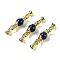 Natural Dyed Lapis Lazuli with Brass Fold Over Clasps, Real 18K Gold Plated, Long-Lasting Plated, Rack Plating, Round, 38mm