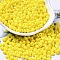 Baking Paint Glass Seed Beads, Donut, Yellow, 4x2.5mm, Hole: 1mm, about 6205pcs/pound