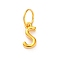 925 Sterling Silver Letter Charms with Jump Rings, Golden, Letter S, 8.5~11x5~10x2~2.5mm Hole: 5mm