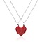 Valentine's Day Stainless Steel Magnetic Heart-shaped Couples Necklace Set with Peach Heart Pendant, Red