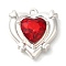 Rack Plating Alloy Pendants, with Rhinestone, Heart, Red, 20.5x19.5x6mm, Hole: 1.5mm