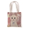 Cat Pattern Canvas Women's Tote Bags, Shoulder Bags for Shopping, Rectangle, Pale Violet Red, 37x33cm