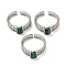 Natural Malachite Adjustable Rings, with Platinum Brass Findings, Long-Lasting Plated, Jewely for Women, Rectangle, Adjustable