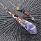 Natural Amethyst Pointed Dowsing Pendulums, Terdrop, Red Copper, 500~600mm