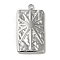 Non-Tarnish 304 Stainless Steel Pendants, Rectangle with Sun Charm, Stainless Steel Color, 25.5x13.5x2.5mm, Hole: 1.8mm