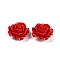 Synthetic Coral Carved Beads, Dyed, Flower, Red, 28x14mm, Hole: 1.3mm