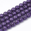Electroplated Natural Lava Rock Beads Strands G-T098-01D-03-1