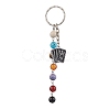 Iron Enamel with Natural Black Onyx & Fossil & Carnelian & Tiger Eye & Fire Crackle Agate Keychain KEYC-JKC00852-1