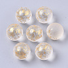 Transparent Spray Painted Frosted Glass Beads GLAA-N035-05D-02-1