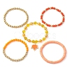 5Pcs 5 Styls Autumn Acrylic & Polymer Clay & Plastic Round Beaded Stretch Bracelet Sets BJEW-JB10972-1