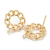 Brass Hollow Donut Stud Earrings Findings KK-K351-21G-2