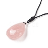 Natural Rose Quartz Pendant Necklace for Women NJEW-C031-01-3