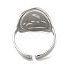 304 Stainless Steel Moon with Star Open Cuff Ring for Women RJEW-M149-29P-2