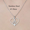 Non-Tarnish 201 Stainless Steel Hollow Heart Pendant Necklace NJEW-OY002-22-3